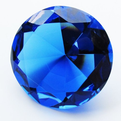 1 X Big 100mm Cobalt Blue 100 mm Cut Glass Crystal Giant Diamond Jewel Paperweight by Tendygift