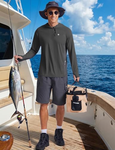Image of PINSPARK Men's UPF 50+ Sun Shirts Long Sleeve Fishing Hoodie, UV Protection Rash Guard for Outdoor Hiking Running Swim Shirt