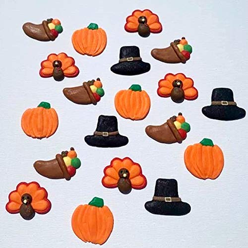 Royal Icing Edible Thanksgiving Decorations (Set of 24