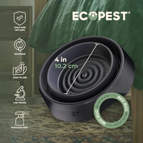Image of Bed Bug Interceptors - 8 Pack | Bed Bug Blocker (Pro) Interceptor Traps (Black) | Insect Trap, Monitor, and Detector for Bed Legs