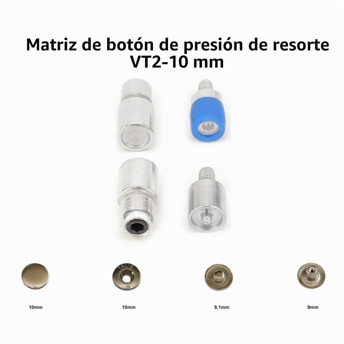 Troqueles redondos de metal de 10 mm, 12,5 mm y 15 mm para botón de presión, 3 juegos de troqueles de botón a presión para máquina de prensa manual