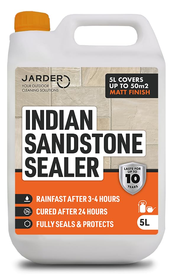 Jarder Indian Sandstone Patio Sealer 5L - Seal and Protect Your Patio Driveway and Paths for up to 10 Years - Weatherproof Sealant Solution - Covers 50m2