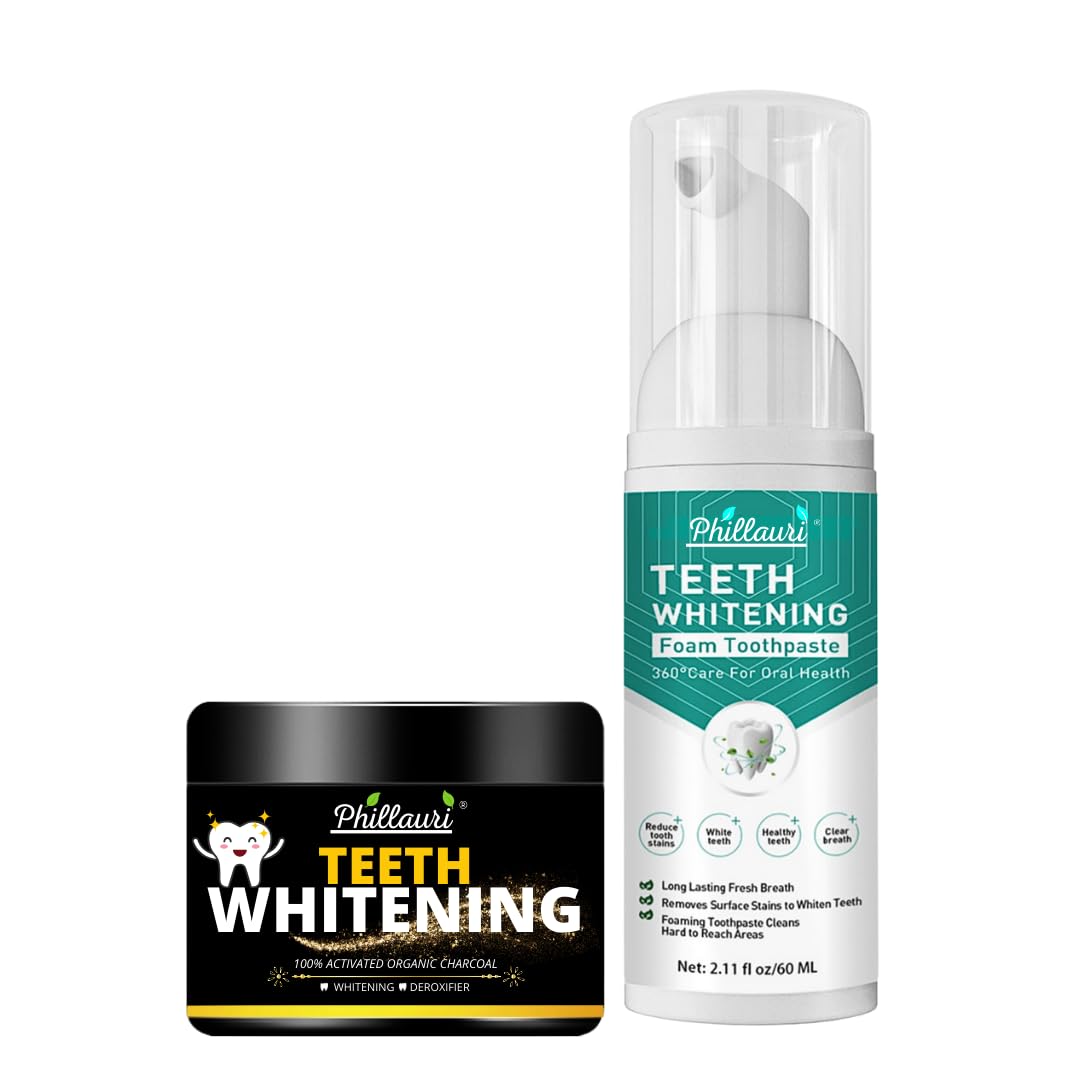 Teeth whitening Foam & Charcoal Powder Combo kit Deeply Clean Gums Intensive Stain Removal (B0CY7XQ7NZ) Amazon Price History, Amazon Price Tracker