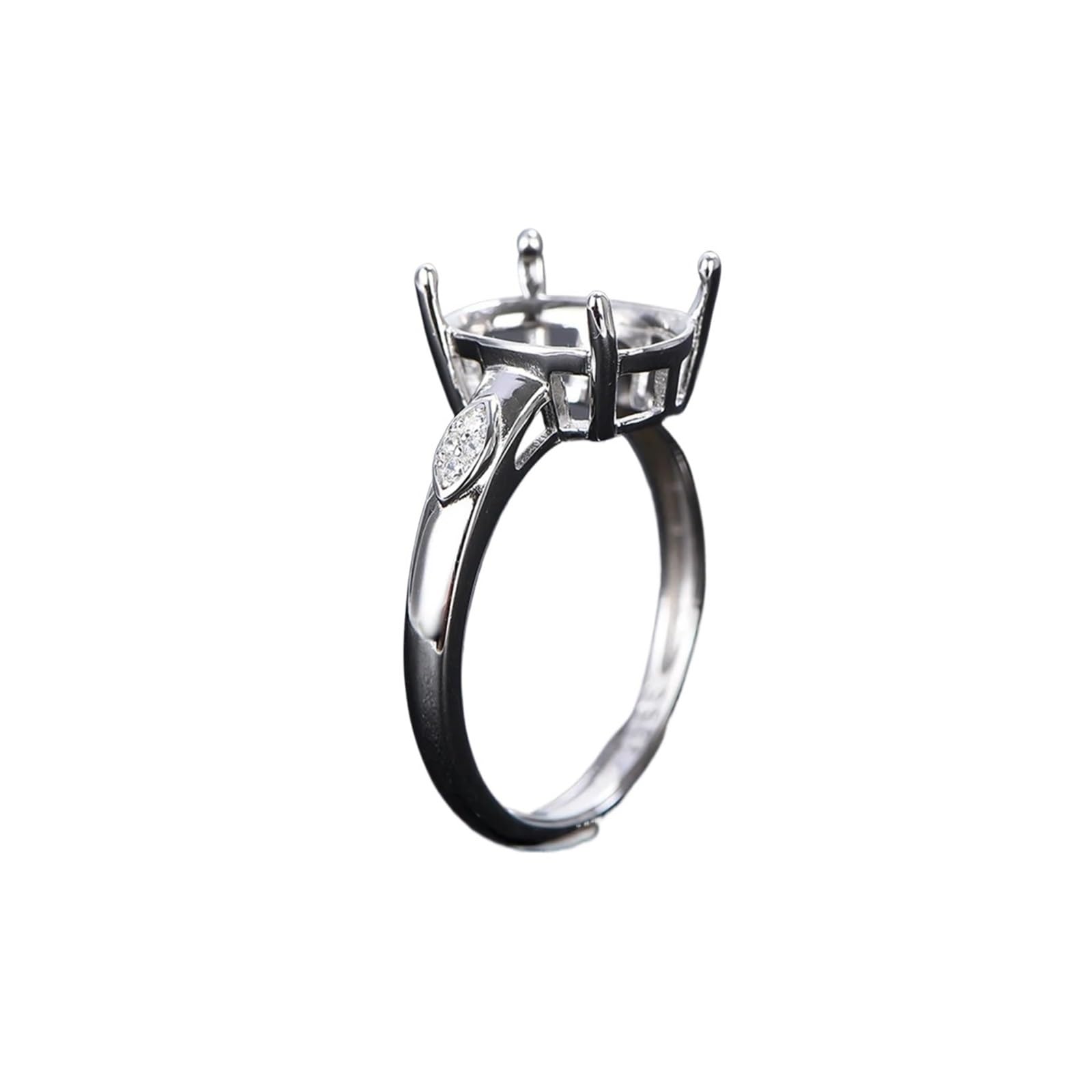 PVUVTNAHW Anillo en blanco de Plata de Ley 925 de 5x7-12x16mm, Material de estilo Simple, adecuado for anillos de mujer hechos a mano DIY(8x10mm)