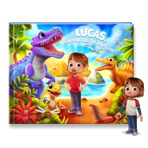 Libro de cuentos personalizado con aspecto de dinosaurio