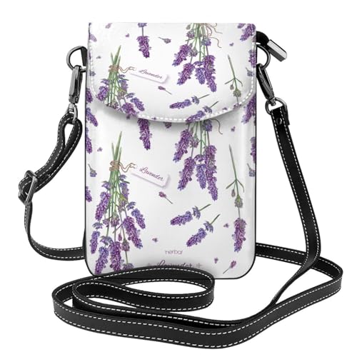 Porte-téléphone lavande vintage pour femme idéal en voyage et sorties légères avec mini sac PU