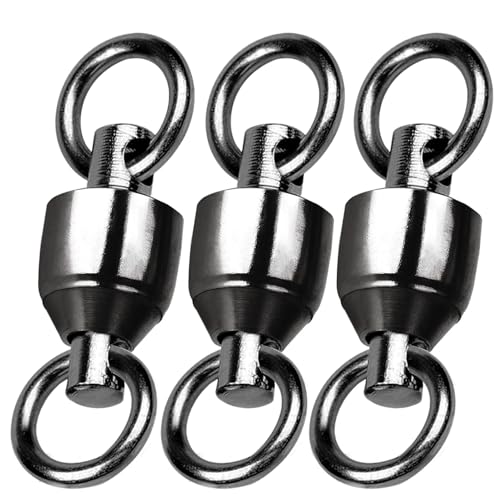 ENERHIKE Fishing Swivel Ball Bearing Swivel Stainless Steel Solid Welding Ring Fishing Swivels Saltwater Freshwater Fishing Heavy Duty Tackle Black Nickel #4