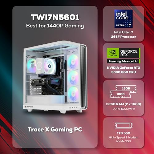 Image of iBUYPOWER Trace Gaming PC Desktop Computer Intel Core Ultra 7 265F CPU, NVIDIA GeForce RTX 5070 12GB GPU, 32GB DDR5 5200MHz RAM, 2TB NVMe SSD, Windows 11 Home, Gamer Keyboard and Mouse - TWI7N5701