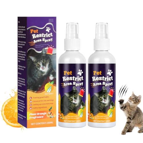 OSDUE Repelentes Orina Spray Gatos, 200ml Spray Antiarañazos Gatos, Evitar Pipi Cat, Eliminador de Olores, No Mancha, Frena los Malos Hábitos para Exterior e Interior Aroma Cítrico a Limón(2 Botellas)