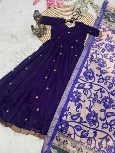 Buy queens world Women’s Maroon Floral Printed Anarkali Suit Purple - Image 6