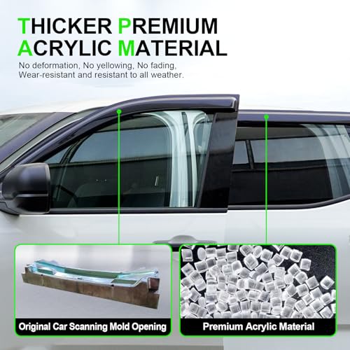 Image of Outside-Mount Window Visors Rain Guards for 2025 2026 Toyota 4Runner Full-Size Wind Vent Deflectors Car Accessories Dark Smoke 4-Piece Set with Thicker