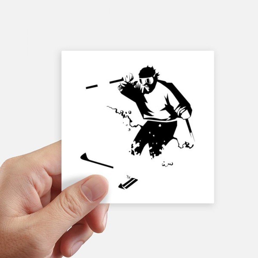 Autocollant ski noir carré 10cm DIYthinker pour ordinateur et valise, lot de 8 stickers