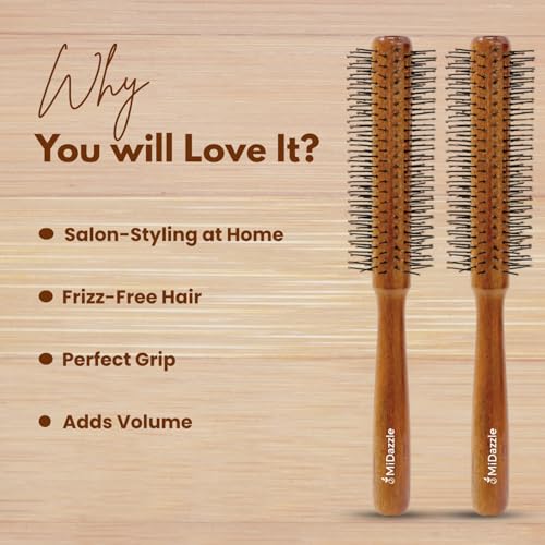 Image of Midazzle Wooden Bold Hair Brush for Women & Men | Natural Wooden Bristles Scalp Massage Comb | Anti-Static, Reduces Frizz & Hair Fall | Detangling Paddle Brush for Thick, Curly & Straight Hair (MIHB0047)