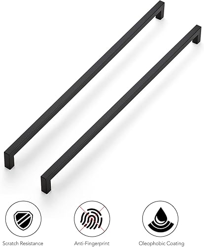 Miniatura 8 de Ravinte Paquete de 20 manijas cuadradas de gabinete de cocina de 18 pulgadas, color negro mate, tiradores de cajón negros, manijas de gabinete de