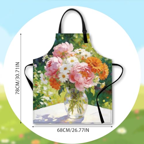 Image of Nuxovilar Decorative Kitchen Apron, 26.77x30.70 Inch Polyester Cooking Wearable Cover