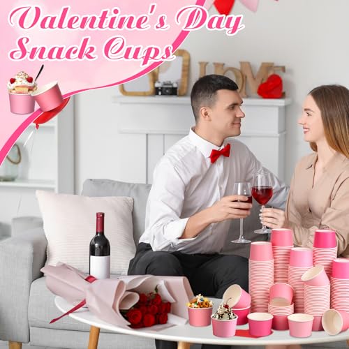 Image of Nuenen 300 Pcs 8 oz Summer Ice Cream Paper Cups Bulk Disposable Dessert Cups Solid Color Paper Dessert Bowls for Snack Sundae Spring Party Favors Ice Cream Bar Supplies (Pink Gradient)