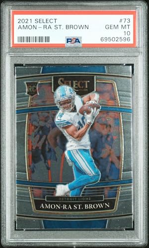 Graded 2021 Panini Select Amon-Ra St. Brown #73 Rookie RC Footbal...