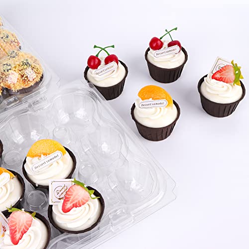 Aukus Cupcake Containers 12 Count, Cupcake Boxes 12 Count, Deep Dome, Stackable & Disposable (Pack Of 12) #TOP1