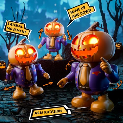 WWICILY Halloween Pumpkin Dancing Robot Toy – Light-Up Musical Walking Figure, Party Decoration for Boys & Girls Ages 3-8, Fun - Image 7