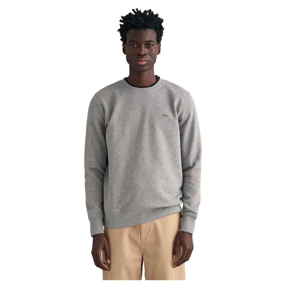 GANT Men's REG Shield C-Neck Sweat, Eggshell, 3XL Grey Melange