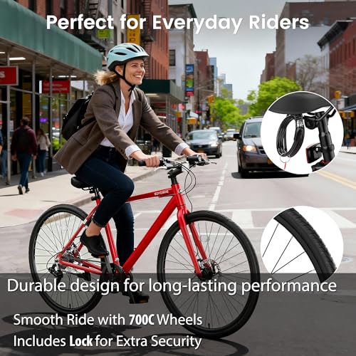MOONCOOL Hybrid Bike for Men, 700C Aluminum 29LBS