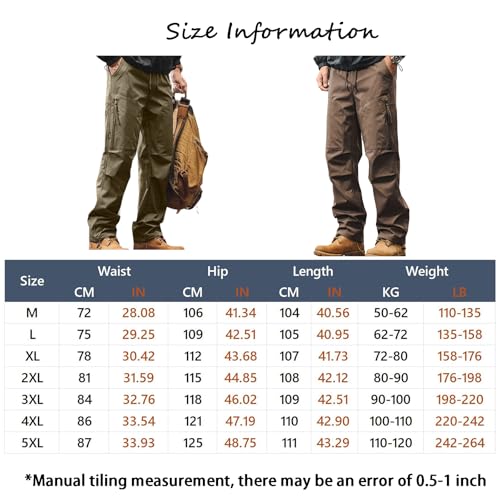Men's Hiking Cargo Pants Drawstring Elastic Waist Casual Outdoor Sweatpants with Zipper Pockets2