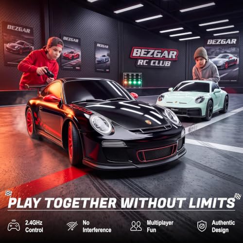 Image of BEZGAR 1:24 Porsche RC Car for Boys Officially Licensed Porsche 911 GT3 RS