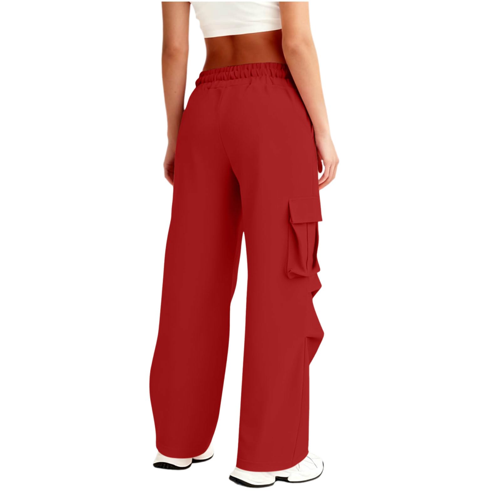 Generico Pantaloni da Jogging Donna Pantaloni a Gamba Larga con Elastico in Vita Pantalone Jogger con Coulisse Comodi Pantlone Cotone Tinta Unita Morbidi e Casual Pants Lunghi per Yoga e Fitness