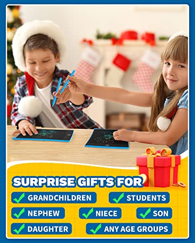 Tekfun 2 Pack Lcd Writing Tablet With 4 Stylus, 8.5In Erasable Doodle Board Mess Free Drawing Pad For Kids, Car Trip Educational Toys Birthday For 3 4 5 6 7 Girls Boys (2*Blue) #TOP6