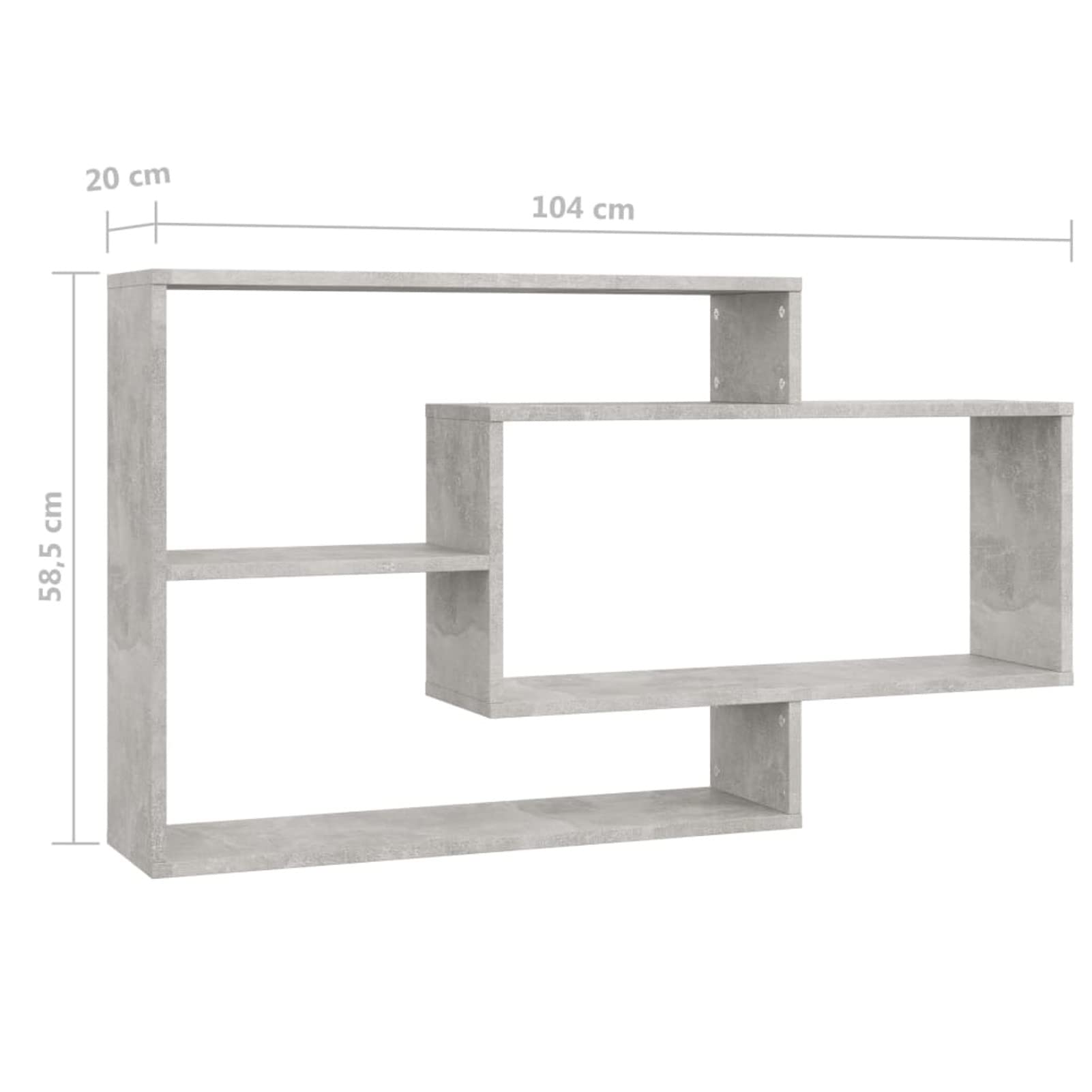 ADWOA Estantes de Pared de contrachapada Gris hormigón 104x20x58,5 cm Estanteria Dormitorio
