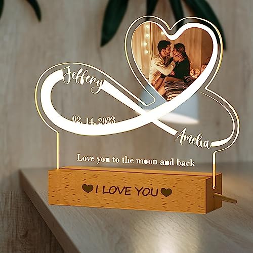 WERWAES Regalos para Amigas Originales,Regalo Aniversario Pareja,Personalizado LED Luz Nocturna con Foto 23×16CM,Decoración de Dormitorios,Cuadro Personalizado con Foto