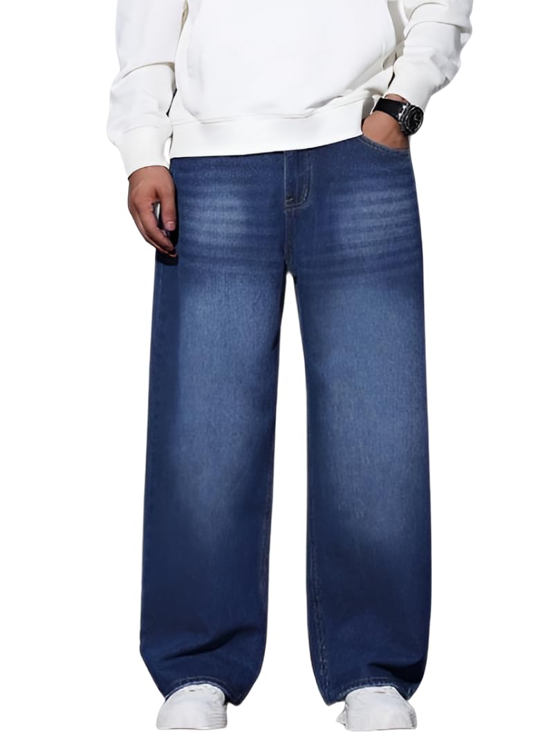 Men's Baggy Wide Leg Jeans, Loose Fit Denim Pants for Men, Relaxed Fit Casual Jeans, Straight Wide Leg Full Length Trousers for Everyday Wear-picture-42