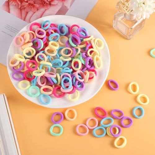 Image of Elina 100 Pcs Baby Hair Ties for Girls and Kids Soft Premium Cotton Mini Elastic Rubber Bands Stretchable Non-Slip Small Ponytail Holder Tiny (Pastel Color) (Pack of 100)