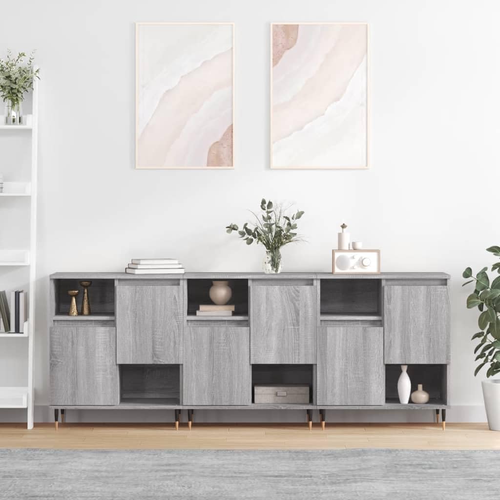 Kredens Sonoma szary materiał drewnopochodny, 180 x 35 x 70 cm, zestaw do przechowywania do salonu, kuchni, korytarza, uniwersalny bufet do przechowywania