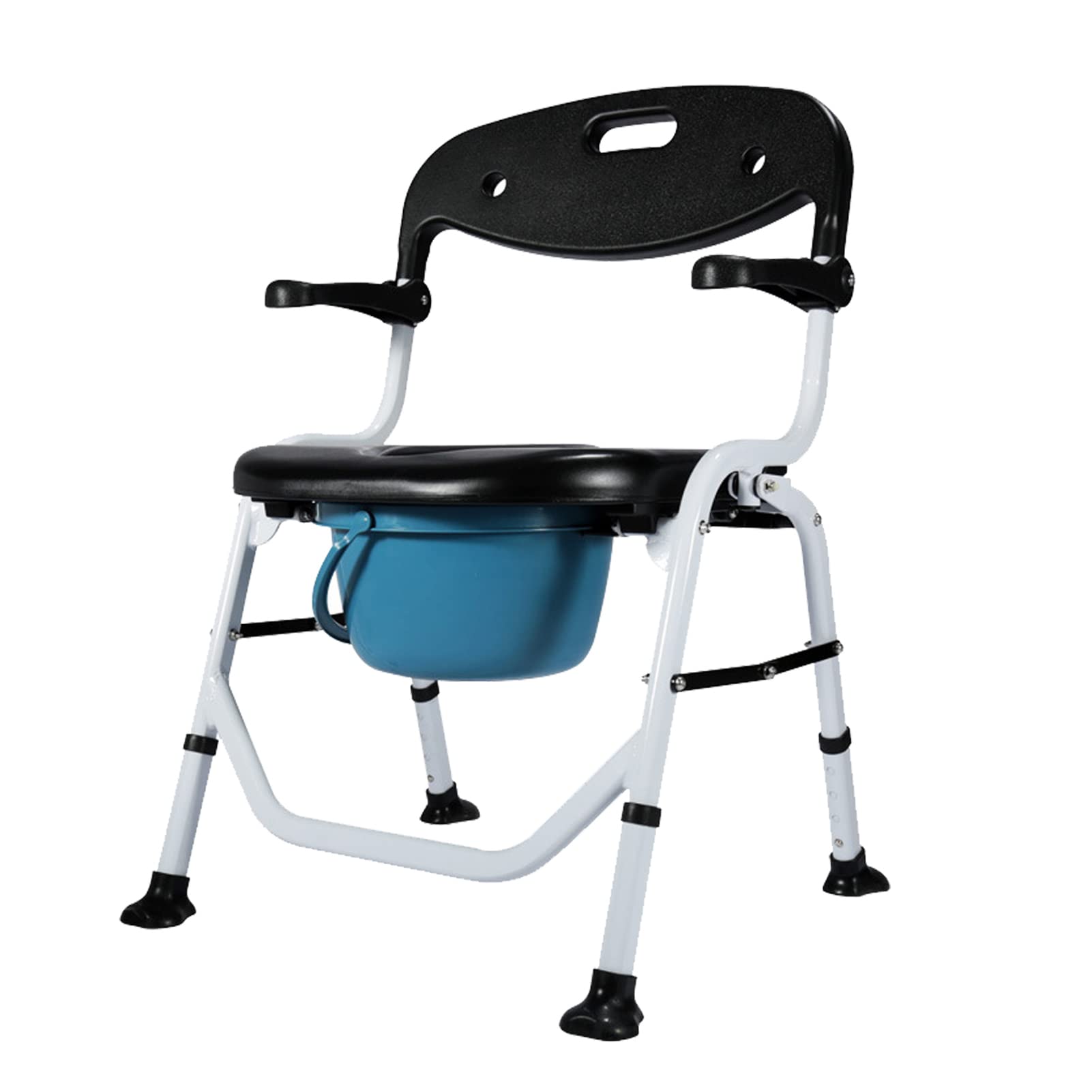 BHGFYXBS Commode Toilet Chair,Height Adjustable Toilet Shower Chair With Removable Bucket,Bathroom Seat With Back And Armrests Mobile Bedside Commodes For Elder,Disabled People,