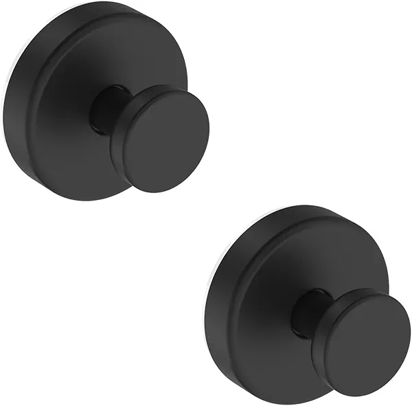 Bntuk Suction Cup Hooks for Shower, Removable Towel Hooks for Bathroom Window Glass Door Wall, Bath Robe Looafh Wreath Hook for Hanging - 2 Pack, Black
