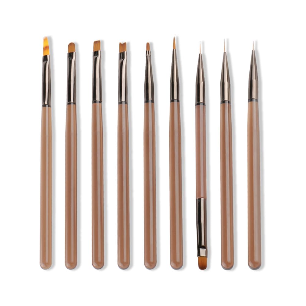 9 Pcs Dual End Nail Art Pen Brush Acrylic Round Flat Painting Drawing Liner Tools - Nail Art — view 2
