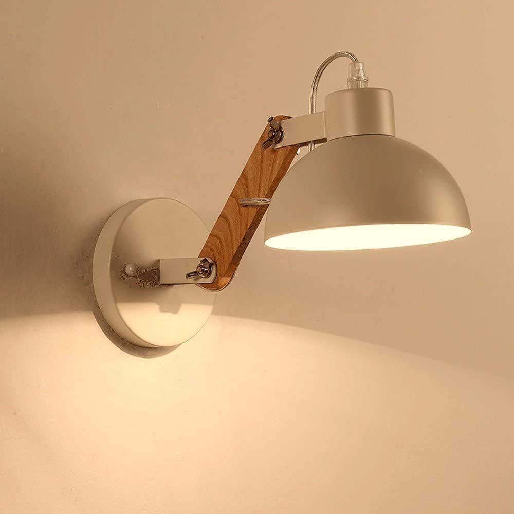 Totots Nordic Wood LED Wall Lamp Sconce Creative Adjustable Swing Arm Metal Wall Light Living Room S