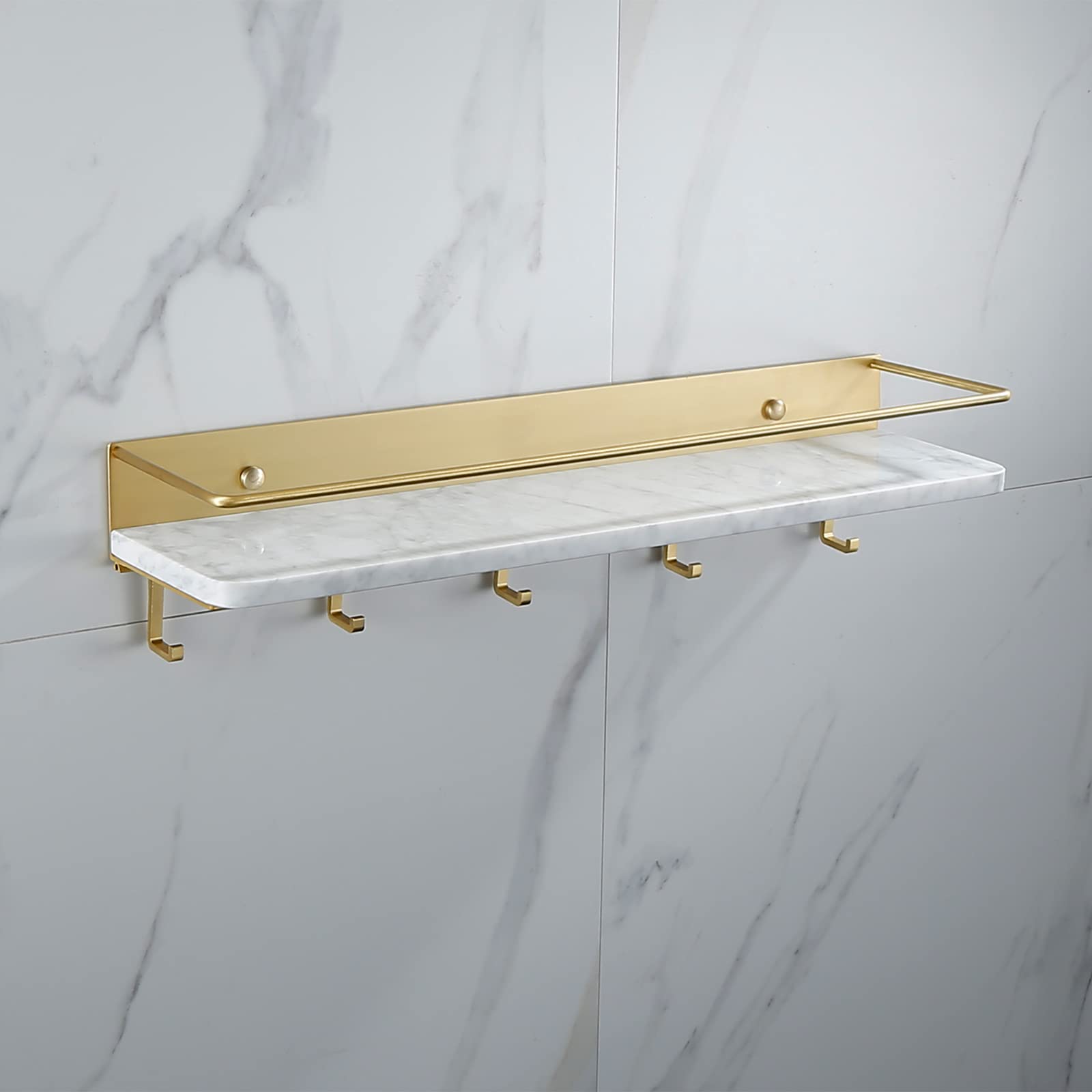 NPQPNAFC Kitchen Bathroom Shelves Shower Caddy Wall-Mounted Cosmetic Box Storage Rack Marble Tray Bathrooms Shampoo Shower Gel Organizer