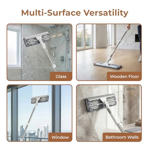 Image of HomeEssentials Multi-Surface Microfiber Mop - 180 Swivel Head for Deep Under-Furniture Cleaning - Extendable Wall & Baseboard Cleaner with Reusable Pads - Lightweight Retractable Mop for Home