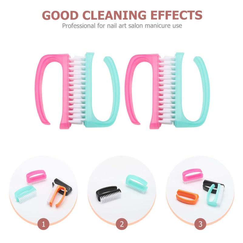 Frcolor 4Pcs Nail Cleaning Brush Set with Soft Bristles for Fingernail Dust Removal Manicure Nail Brush Cleaner for Home and Salon Use
