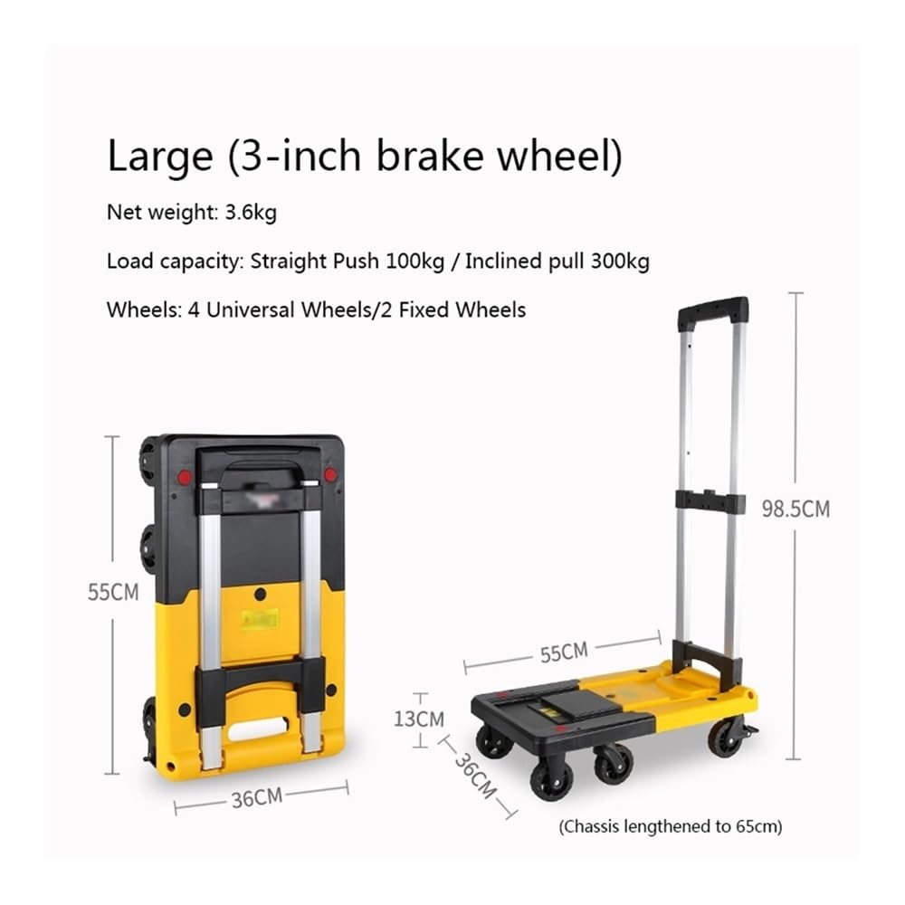 Carretilla de mano plegable – Carro de carga portátil para equipaje y uso doméstico – Carro grande morado para un fácil transporte y entrega