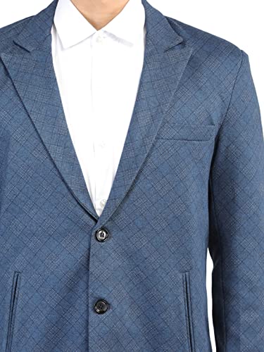 Image of CHKOKKO Men Checked Winter Wear Regular Fit Coat Blue