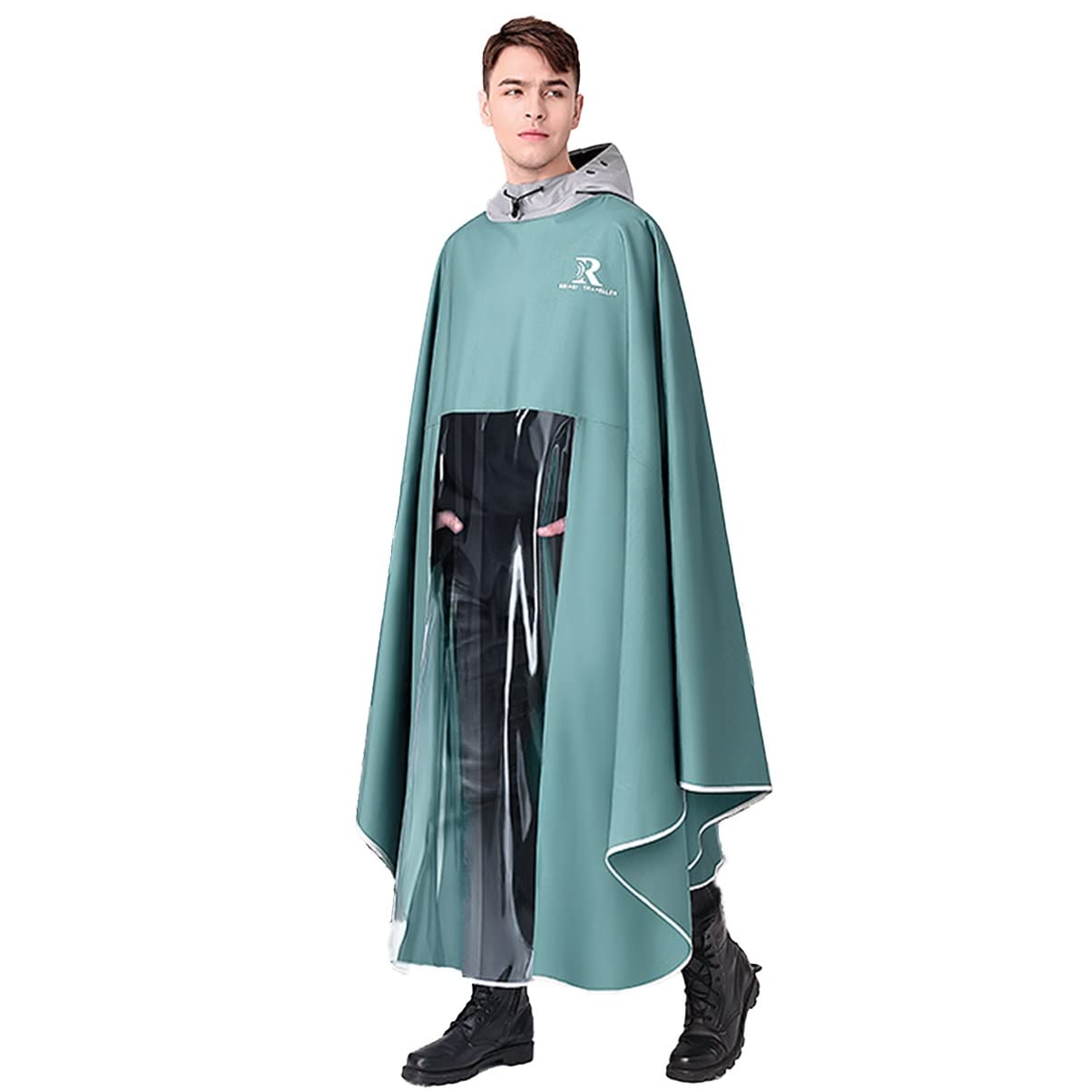 Peleryna przeciwdeszczowa rowerowa Poncho na rower E-Bike Pokrowiec na hulajnogę Wodoodporny, wiatroszczelny, unisex z kapturem(Green,Medium)