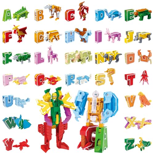 Image of VEAIS Alphabet Animal Toys for Kids, STEM ABC Learning Alphabots Transforming Toys Classroom Teaching Alpha Bots Toy for Kids 4-6 Toddlers - 26 Pieces