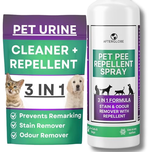 3-in-1 Pet Stain & Odour Remover Spray | Dog & Cat Urine Cleaner for Carpets Rugs Floors & Upholstery | Fresh Citrus Formula Helps Discourage Repeat Marking | 500ml