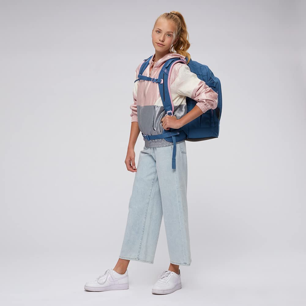 satch pack Schulrucksack - ergonomisch, 30 Liter, Organisationstalent, Deep Rose - Hellblau