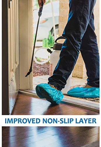 Image of Blue Shoe Guys Premium Disposable Boot & Shoe Covers Booties | 100 Pack | Durable, Non-Slip, Non-Toxic, Water Resistant, Recyclable Protectors for Indoor & Outdoor | Large Size Fits Most Shoes