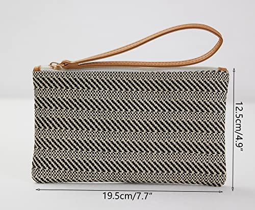Straw Clutch Bag Womens Bohemian Summer Beach Straw Purse Handbag Zipper Wristlet Wallets For Women Girls #TOP1