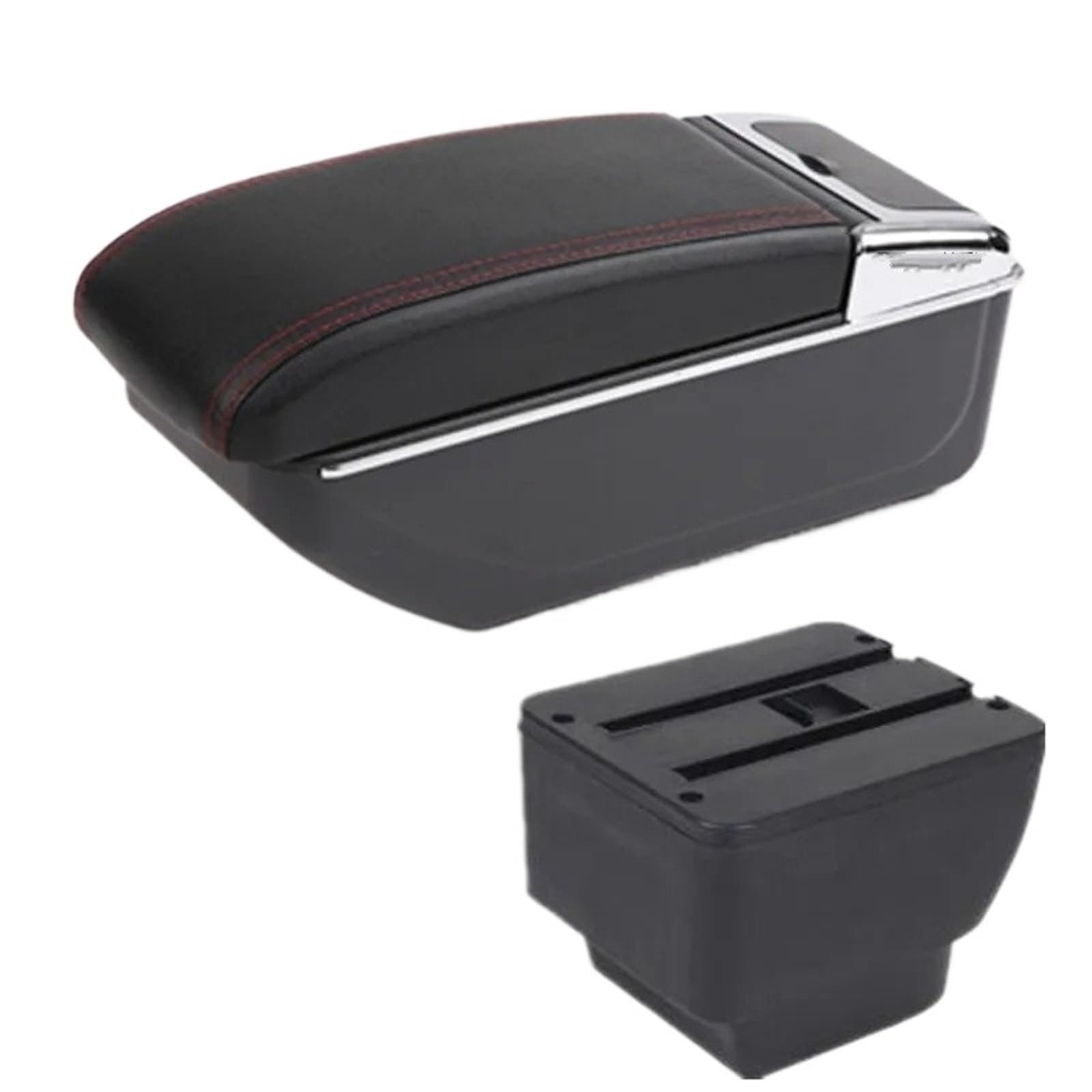 NOKRGQW Car Armrest Box For MAZDA 2 Car Armrest Centra Storage Box Interior Dedicated Retrofit Parts Accessories(B1 red line NO USB)
